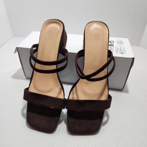 Square-toe Double Strap Block Heel Dress Sandals - Picture 3 of 9
